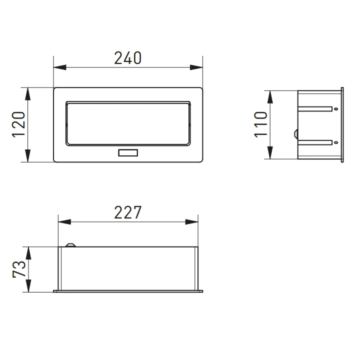 Priză încorporabilă în blat Multi Soft GTV, 2 prize Schuko, USB A + C, RJ45, negru, 240 x 120 mm [4]