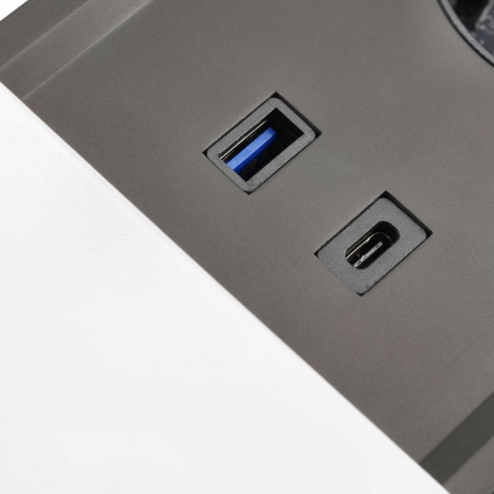Priza incorporabila in blat Prestino, cu 2 prize Schuko, 2 porturi incarcare USB tip A + C, 1 port HDMI si 1 port RJ45, finisaj aluminiu [5]