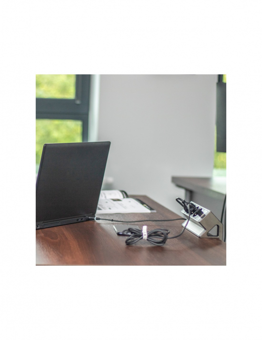 Priză pentru birou Design Light Desk Box, 3 prize Schuko, 2 x USB A, gri / negru, 244 x 81 mm [2]