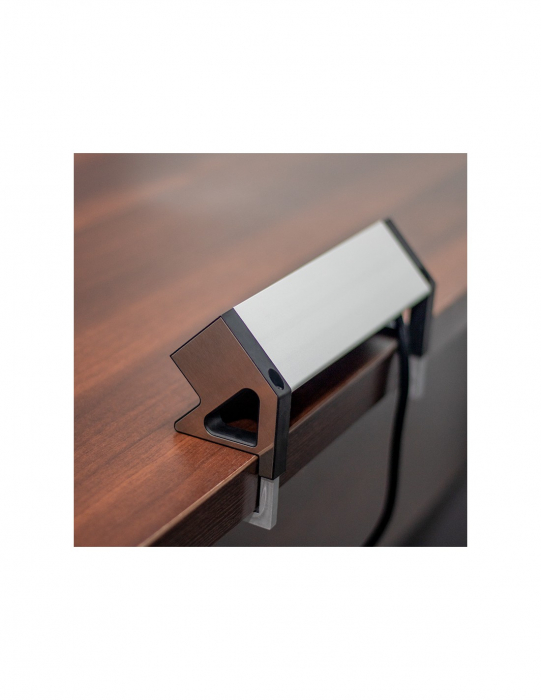 Priză pentru birou Design Light Desk Box, 3 prize Schuko, 2 x USB A, gri / negru, 244 x 81 mm [4]