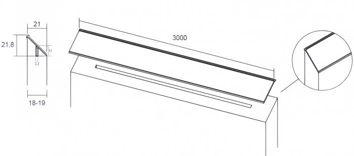 Profil maner Steep, finisaj anodizat aluminiu lucios, L:3000 mm [4]