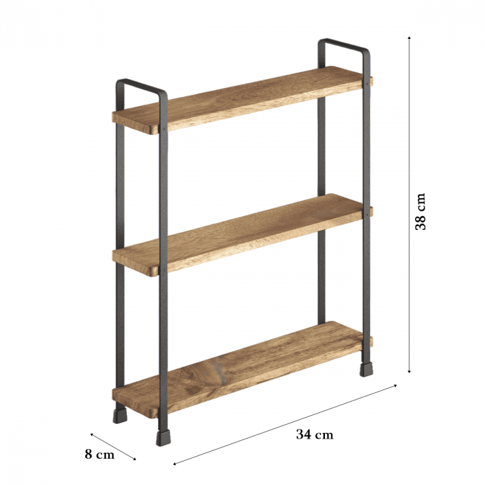 Raft York cu 3 etaje din lemn de acacia, 34x8x38 cm [5]