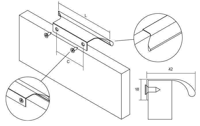Maner pentru mobilier Ritta, crom lucios, L: 130 mm [2]