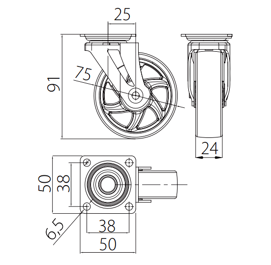 Rotila silicon fara frana, fumurie, D:75 mm [3]