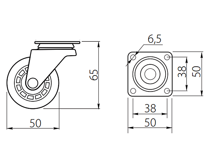 Rotila silicon fara frana, fumurie, D:50 mm [2]