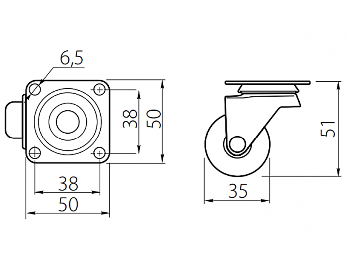 Rotila silicon fara frana, transparenta, D:35 mm [2]