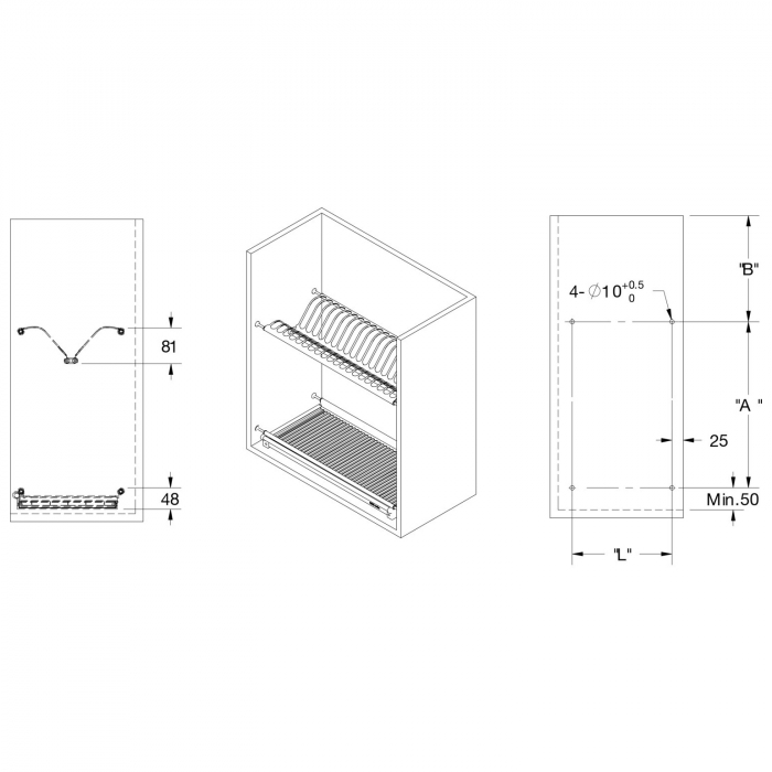 Scurgator pentru vase, montabil in dulap de bucatarie cu dimensiune de 600 mm, finisaj negru [8]