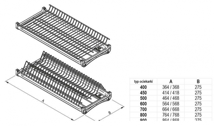 Scurgator pentru vase Variant 3, montabil in dulap de bucatarie cu dimensiune exterioara de 450 mm [4]