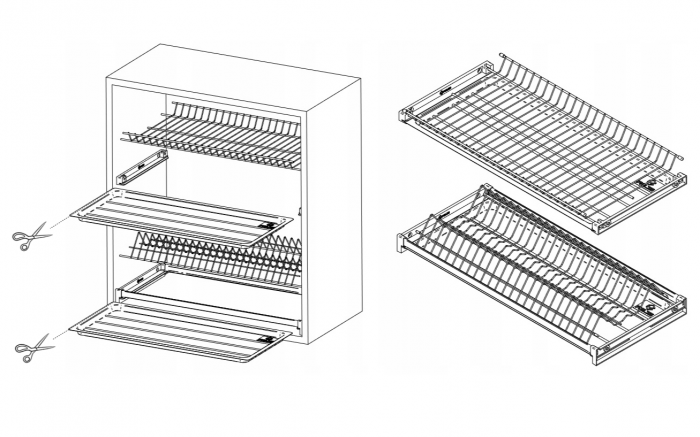 Scurgator pentru vase Variant 3, montabil in dulap de bucatarie cu dimensiune exterioara de 700 mm [6]