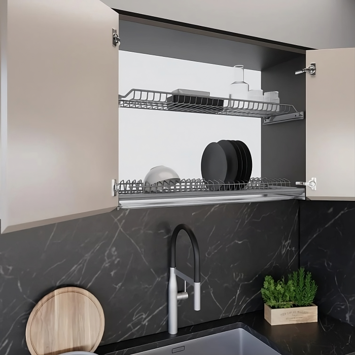 Scurgator, picurator vase, cu doua tavi, model 701, din otel, pentru latime exterioara corp 900 mm, finisaj gri aluminiu [3]