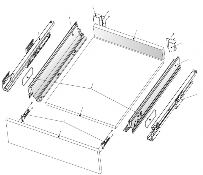 Sertar cu amortizare si laterale metalice gri Cosmos 500 mm [2]