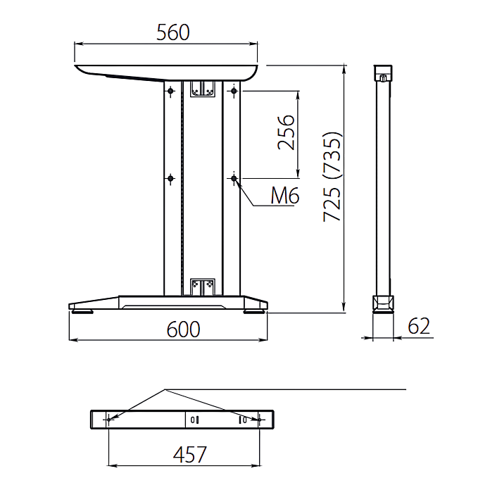 Set 2 picioare birou, finisaj negru mat, H:735 mm [6]