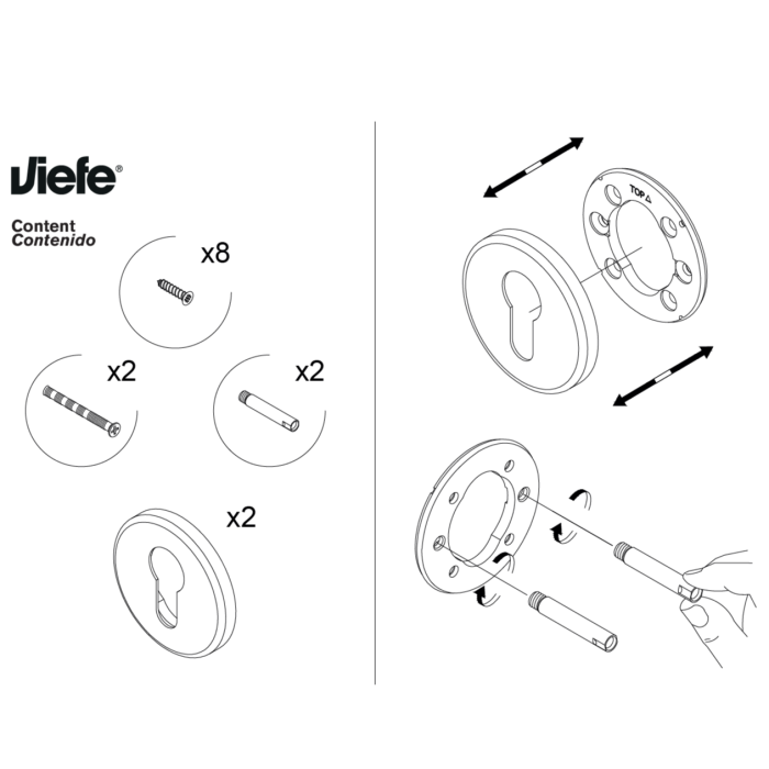 Set 2 rozete rotunde pentru ușă de cameră Brooklyn Viefe, negru titan, D:55 mm [3]