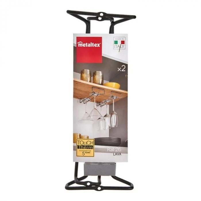 Set 2 suporturi pentru pahare Rail-26 Lava 26x4x11 cm, negru [2]