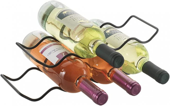 Set 2 suporturi pentru sticle de vin, Wave-20 Lava, negru [3]
