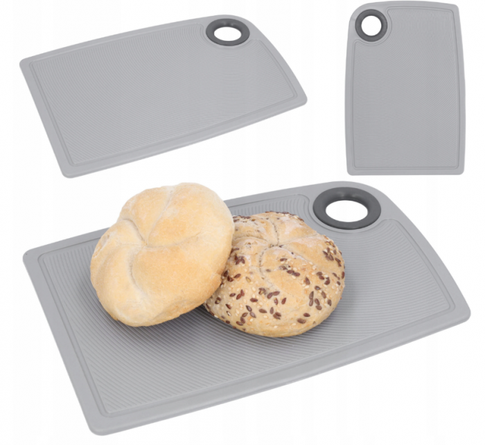Set 2 tocatoare din plastic antiderapante S, M, cu suport, gri [9]