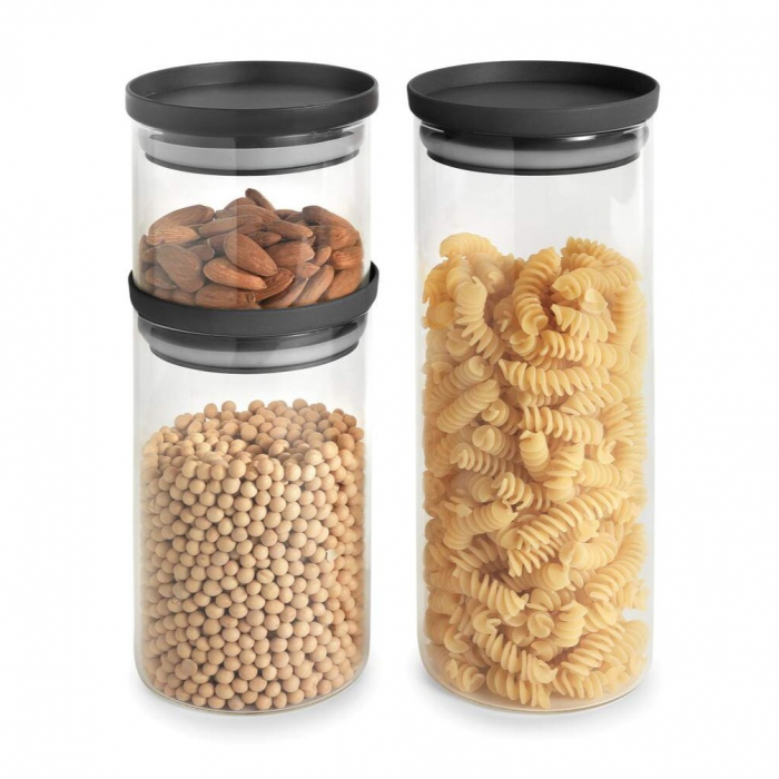 Set 3 borcane sticla borosilicat, pentru condimente, transparente, D:10 cm [2]