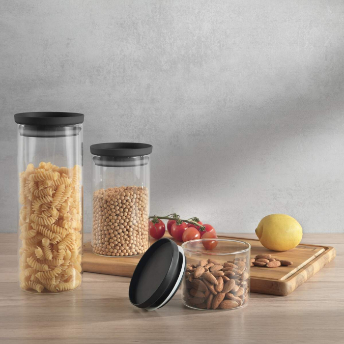 Set 3 borcane sticla borosilicat, pentru condimente, transparente, D:10 cm [4]