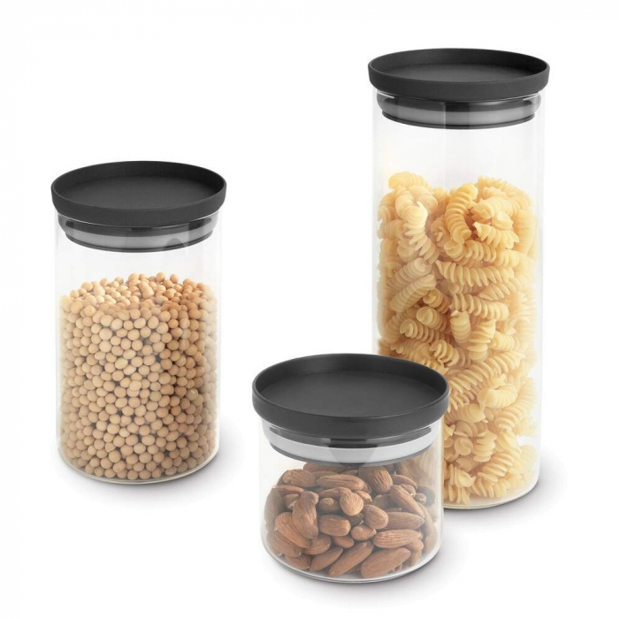 Set 3 borcane sticla borosilicat, pentru condimente, transparente, D:10 cm [1]