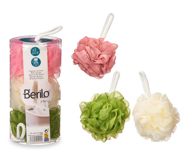 Set 3 bureti baie pentru exfoliere cu suport [3]