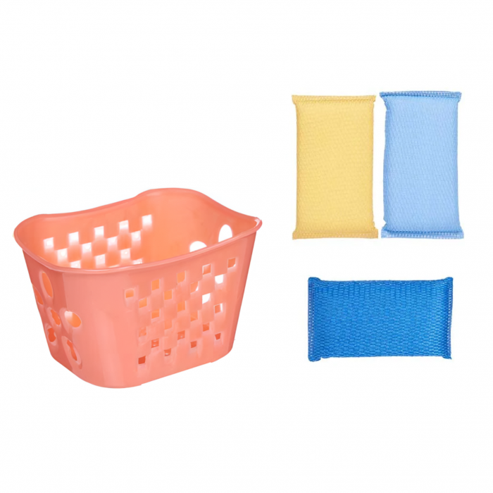 Set 3 bureti curatare cu suport plastic, portocaliu [2]