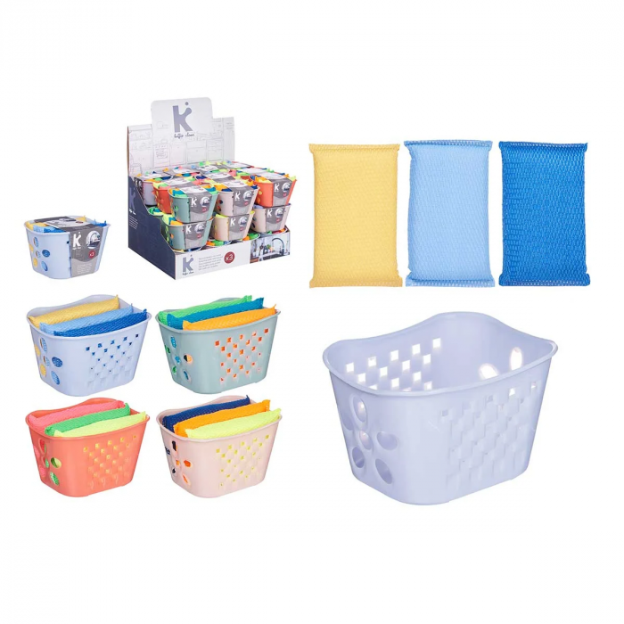 Set 3 bureti curatare cu suport plastic, verde [3]