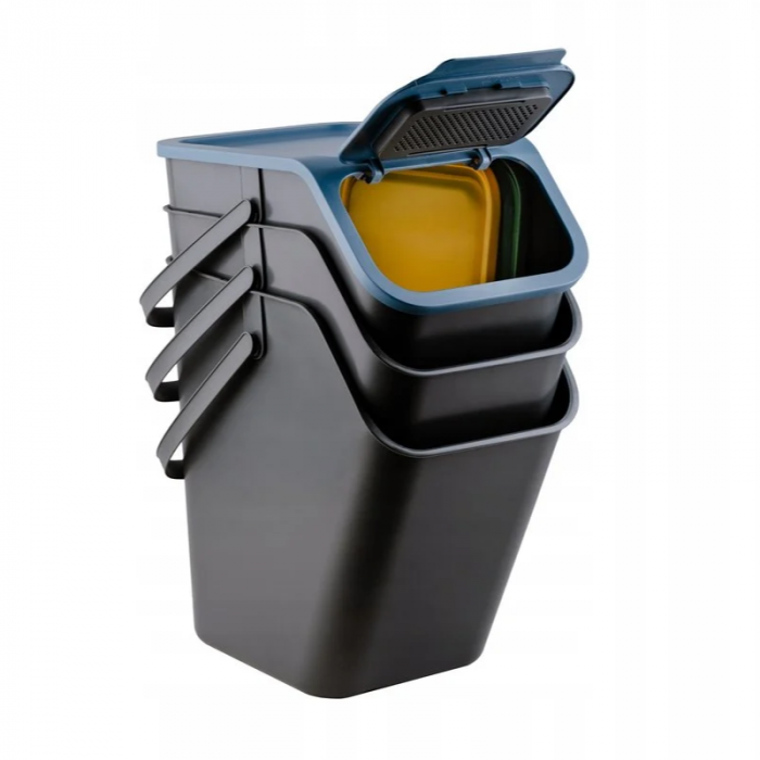 Set 3 cosuri reciclare gunoi Bini, cu manere si capace colorate [11]
