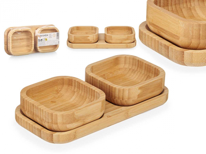 Set 3 piese din bambus pentru aperitive [3]