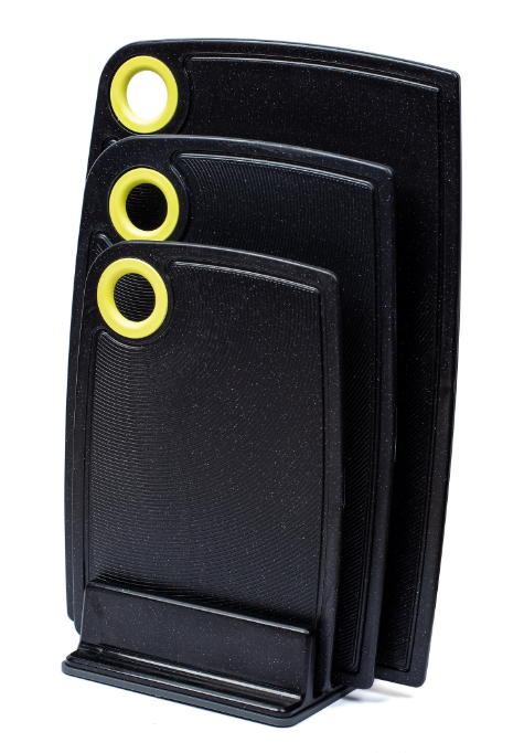 Set 3 tocatoare din plastic antiderapante S, M, L, cu suport, negru cosmos [1]