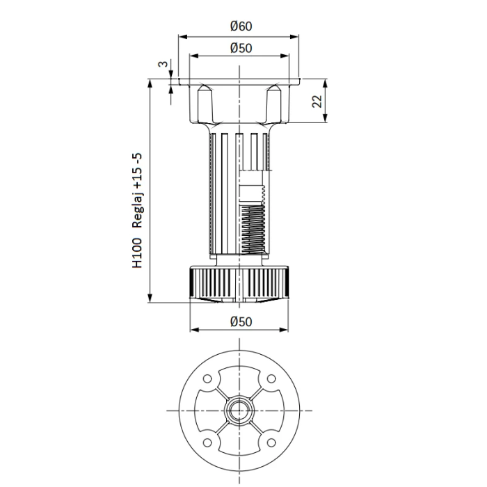 Set 300 picioare cilindrice negre H:100 mm pentru mobilier [5]