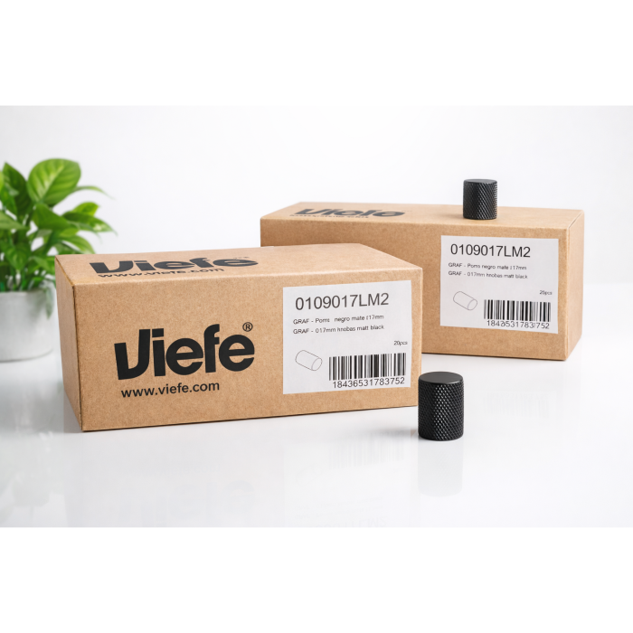 Set 50 bucati butoni mobilier Graf, finisaj negru mat, 17.5x28 mm [2]