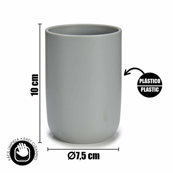 Set accesorii baie Berilo, oglindă, dozator de săpun, pahar și perie WC, gri [3]