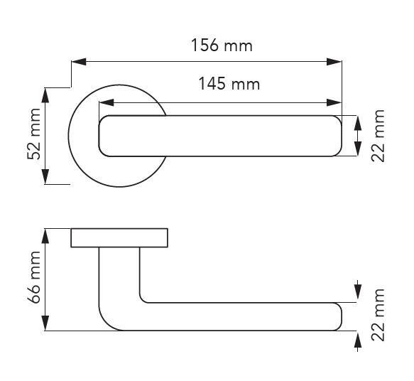 Set maner usa camera Dora Straight, cu rozeta rotunda, finisaj negru mat CB [2]