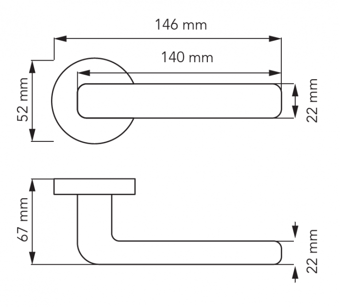 Set maner usa camera Fugi Smooth, cu rozeta rotunda, finisaj negru mat CB [2]