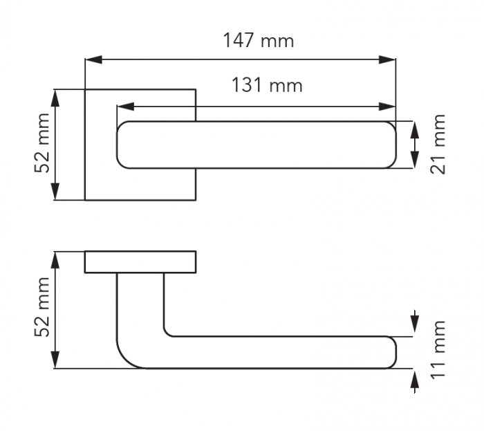 Set maner usa cu cilindru Leta, cu rozeta patrata, finisaj nichel satin CB [2]