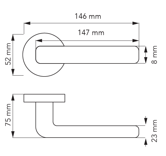 Set maner usa cu cilindru Mira, cu rozeta rotunda, finisaj alama satin CB [2]
