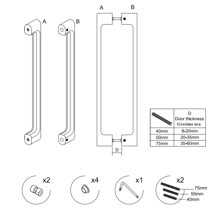Set manere spatiale double Boto Big, finisaj negru periat, L:418 mm [5]