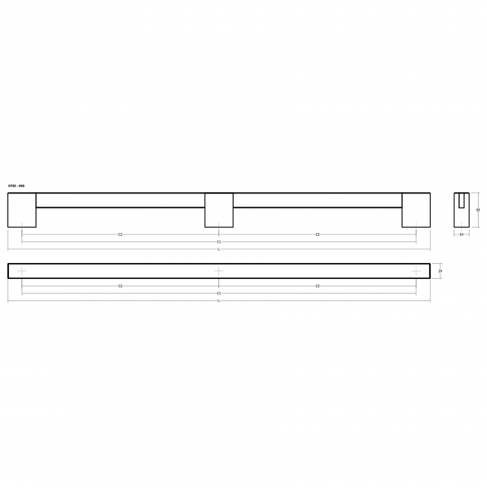 Set manere spatiale double Hako Big, finisaj nuc, L:1005 mm [7]
