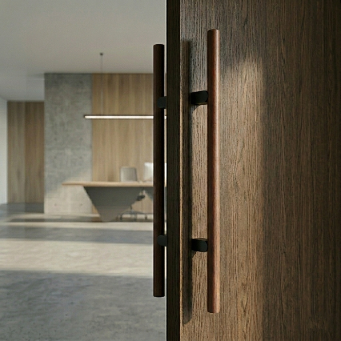 Set manere spatiale double Kumo Wood Big, finisaj nuc / negru titan, L:1010 mm [6]