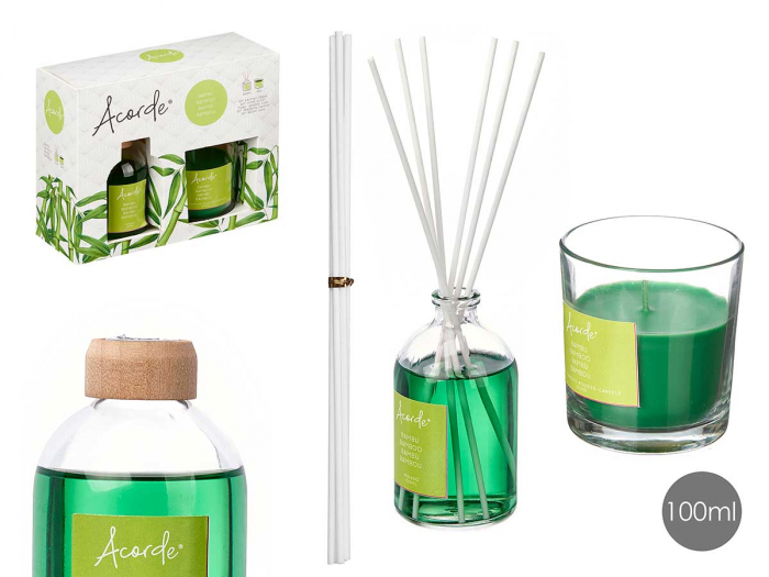 Set odorizant camera lichid 100 ml si lumanare 30 h, bambus [3]