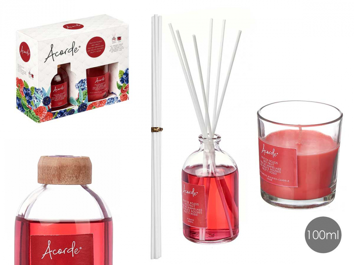 Set odorizant camera lichid 100 ml si lumanare 30 h, fructe rosii [3]