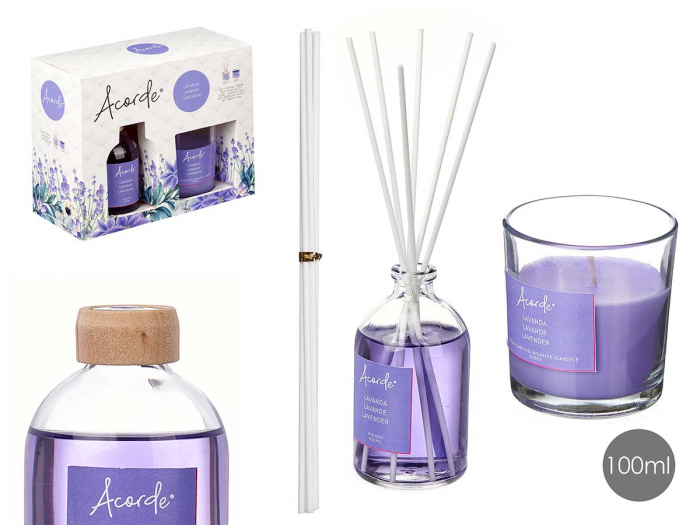 Set odorizant camera lichid 100 ml si lumanare 30 h, lavanda [3]