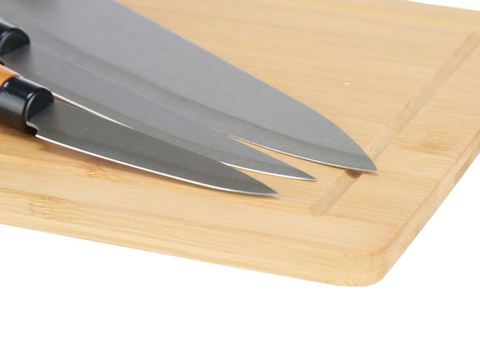 Set platou din bambus cu 3 cutite pentru branza [2]