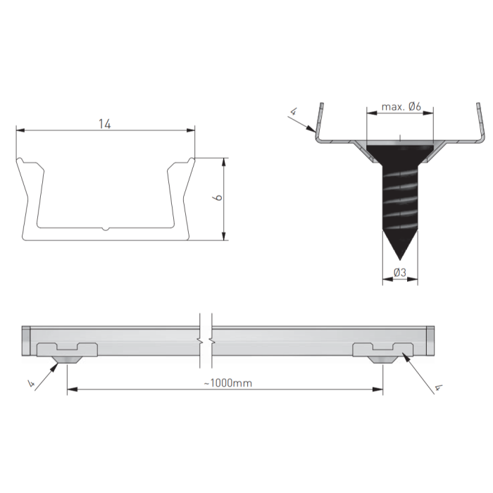 Set profil LED aplicat Glax Mini GTV, din aluminiu, negru mat, cu dispersor opac, 2 m [7]