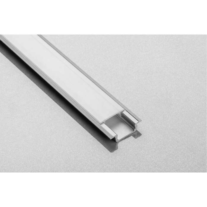 Set profil LED încastrat Glax GTV, argintiu, cu dispersor alb mat, 2 m [2]
