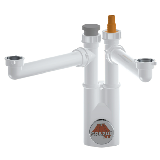 Sifon pentru chiuvetă dublă Lira Spazio 2NT, alb, Ø40 mm [5]