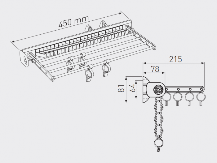 Suport cravate/fuste extractibil, finisaj negru/aluminiu [2]