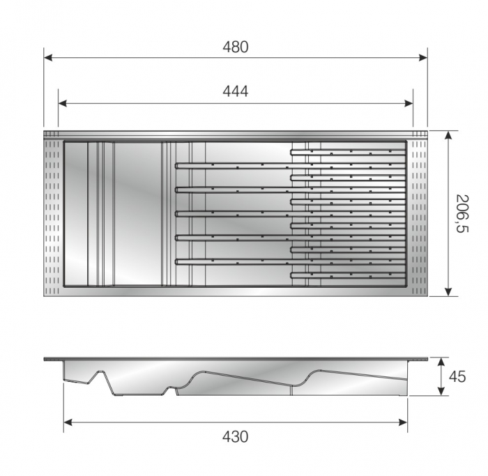 Suport cutite modular, gri antracit, 480 x 207 mm [4]