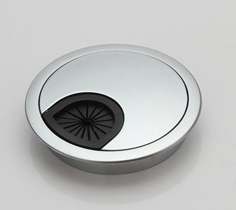 Suport doza trecere cablu metalica cu peri de cauciuc, finisaj aluminiu, Ø:70 mm [4]