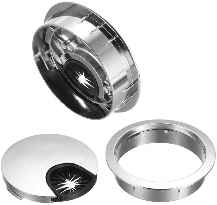 Suport doza trecere cablu metalica cu peri de cauciuc, finisaj crom lucios, Ø:70 mm [2]